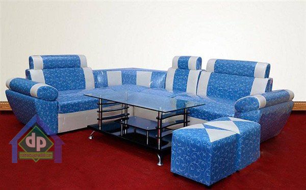 Thanh lý bộ bàn ghế sofa góc màu xanh cốm